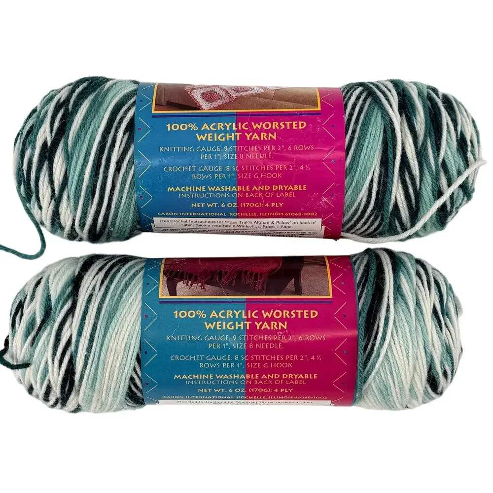 Caron Colour Perfect Yarn Pine Ombre 7798 Worsted 6 oz Lot of 2 Vintage